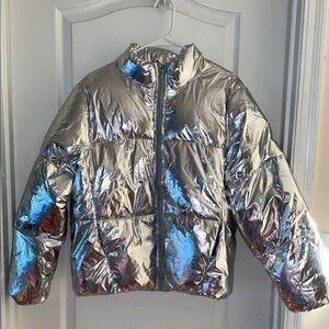 Silver Metallic Puffer Jacket